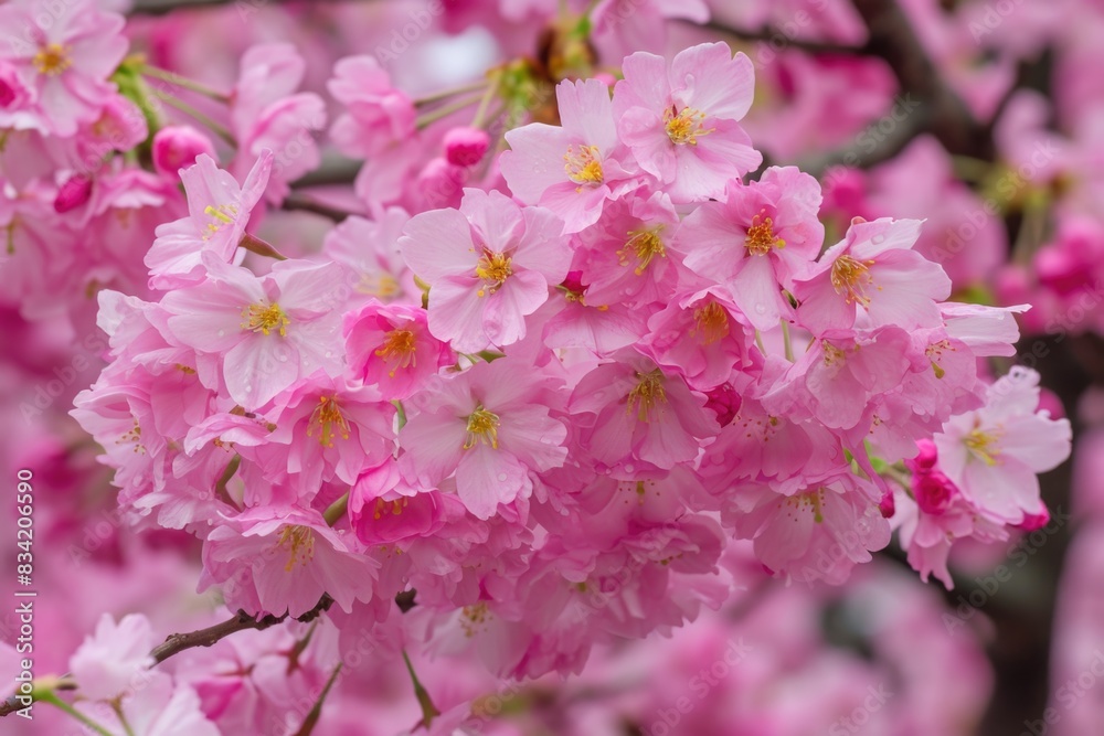 Fototapeta premium A close-up shot of pink flowers on a tree branch