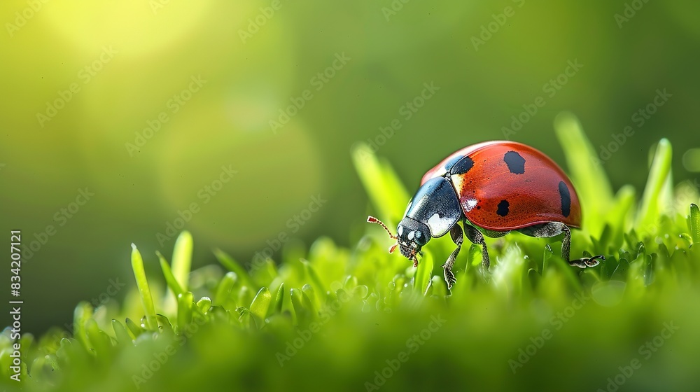 A Macro Closeup of a Ladybug Resting on a Leaf, Surrounded by the Lushness of Nature's Embrace A Macro Closeup of a Ladybug Resting on a Leaf, Surrounded by the Lushness of Nature's Embrace