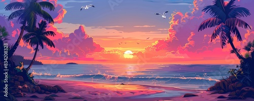 Tropical Sunset Beach Scene