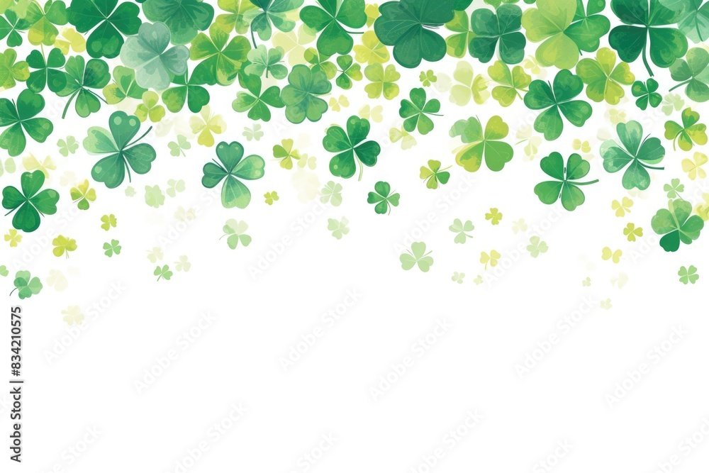 A cluster of rare four-leaf clovers against a clean white background A cluster of rare four-leaf clovers against a clean white background
