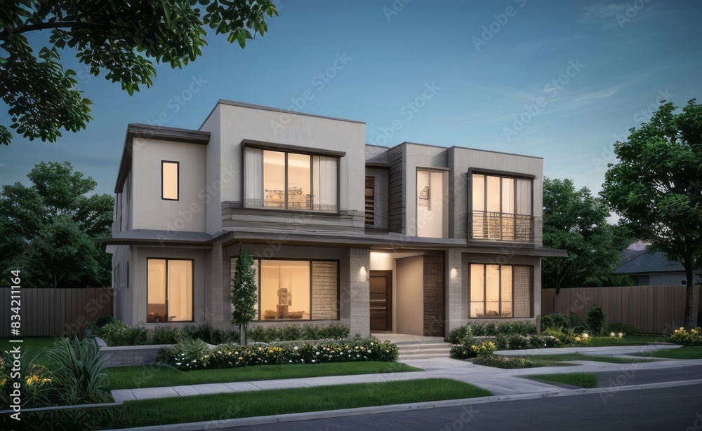 A Contemporary Dwelling with Stylish Architecture, Beautiful Exterior Design, and a Serene Garden Setting. Perfect Family Home in a Residential Neighborhood, Featuring Thoughtful Construction A Contemporary Dwelling with Stylish Architecture, Beautiful Exterior Design, and a Serene Garden Setting. Perfect Family Home in a Residential Neighborhood, Featuring Thoughtful Construction