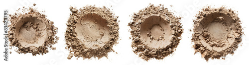 Set of sand craters on the transparent background 