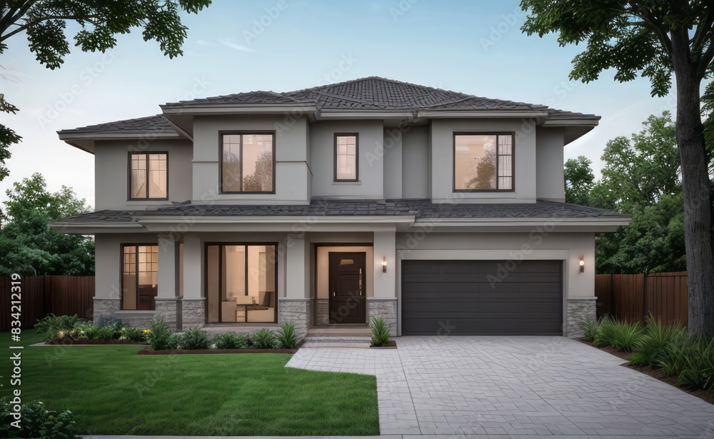 A Contemporary Dwelling with Stylish Architecture, Beautiful Exterior Design, and a Serene Garden Setting. Perfect Family Home in a Residential Neighborhood, Featuring Thoughtful Construction A Contemporary Dwelling with Stylish Architecture, Beautiful Exterior Design, and a Serene Garden Setting. Perfect Family Home in a Residential Neighborhood, Featuring Thoughtful Construction