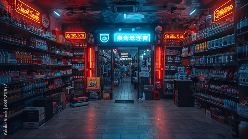 many goods on shelves in a store,generative ai