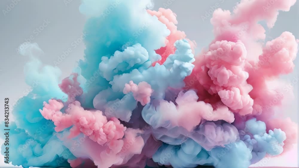 Colorful cloud of smoke floats gracefully in the air, showcasing a stunning array of vibrant hues, abstract background
