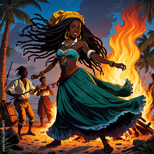 Alara welcomes the summer harvest with a dance around the bonfire. photo