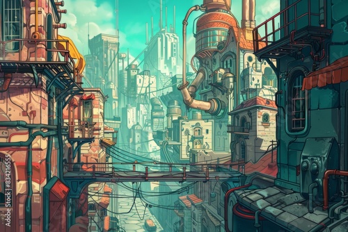Fantasy scenery of futuristic cityscape