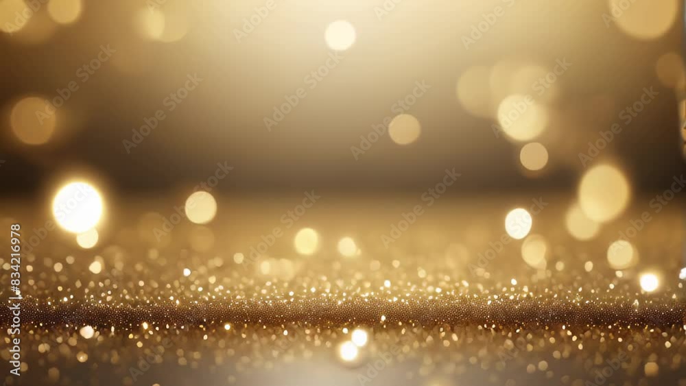 Out-of-focus gold glitter sparkles on a dark backdrop, creating a mesmerizing effect, christmas mood