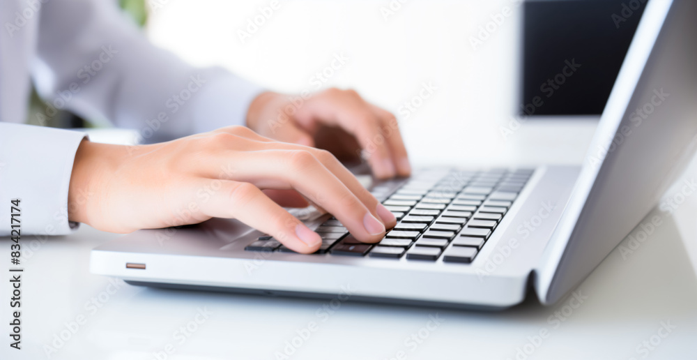 Close Up of Hands Typing on a Laptop Keyboard, Symbolizing Modern Work and Efficiency. Technology & Efficiency Concept Close Up of Hands Typing on a Laptop Keyboard, Symbolizing Modern Work and Efficiency. Technology & Efficiency Concept