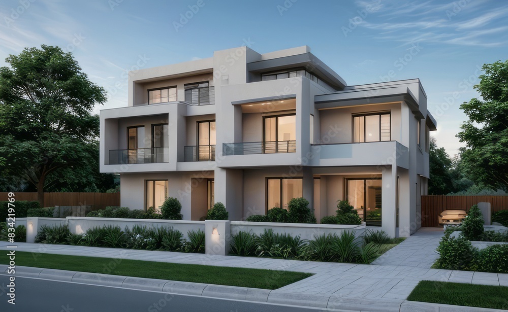 A Contemporary Dwelling with Stylish Architecture, Beautiful Exterior Design, and a Serene Garden Setting. Perfect Family Home in a Residential Neighborhood, Featuring Thoughtful Construction A Contemporary Dwelling with Stylish Architecture, Beautiful Exterior Design, and a Serene Garden Setting. Perfect Family Home in a Residential Neighborhood, Featuring Thoughtful Construction