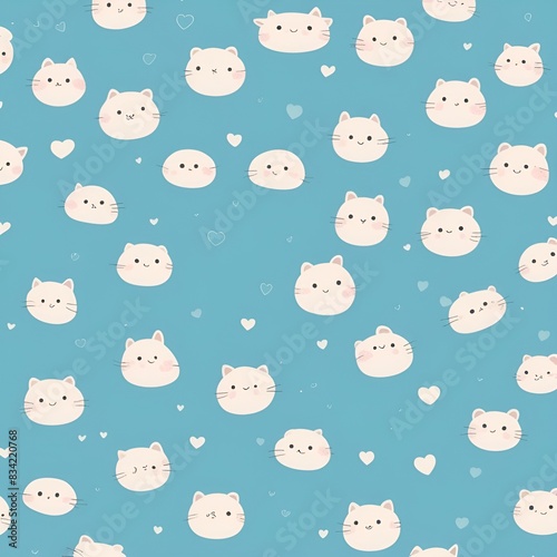 cute cat pattern with blue background