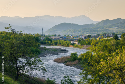 River runs through city in Japan