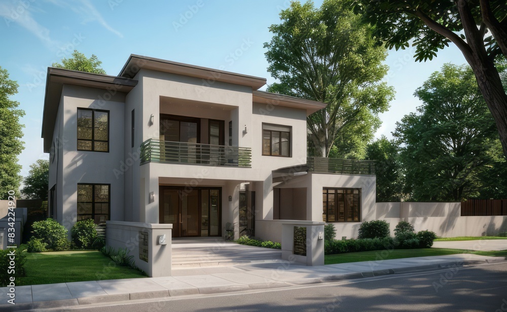 A Contemporary Dwelling with Stylish Architecture, Beautiful Exterior Design, and a Serene Garden Setting. Perfect Family Home in a Residential Neighborhood, Featuring Thoughtful Construction A Contemporary Dwelling with Stylish Architecture, Beautiful Exterior Design, and a Serene Garden Setting. Perfect Family Home in a Residential Neighborhood, Featuring Thoughtful Construction