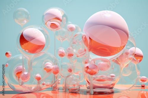 Abstract Floating Bubbles Against Clear Sky