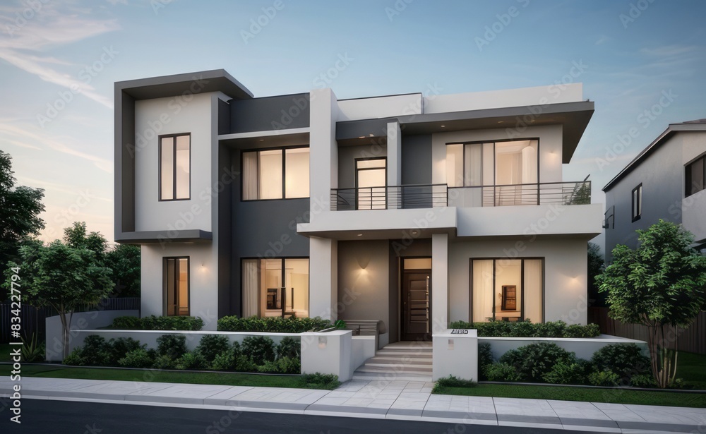 A Contemporary Dwelling with Stylish Architecture, Beautiful Exterior Design, and a Serene Garden Setting. Perfect Family Home in a Residential Neighborhood, Featuring Thoughtful Construction A Contemporary Dwelling with Stylish Architecture, Beautiful Exterior Design, and a Serene Garden Setting. Perfect Family Home in a Residential Neighborhood, Featuring Thoughtful Construction