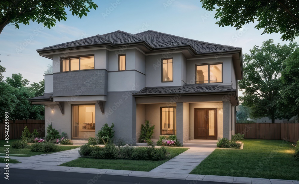 A Contemporary Dwelling with Stylish Architecture, Beautiful Exterior Design, and a Serene Garden Setting. Perfect Family Home in a Residential Neighborhood, Featuring Thoughtful Construction A Contemporary Dwelling with Stylish Architecture, Beautiful Exterior Design, and a Serene Garden Setting. Perfect Family Home in a Residential Neighborhood, Featuring Thoughtful Construction
