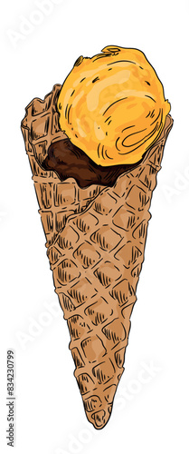 Collection of different ice cream. Vector hand drawn ice cream illustration in vintage engraved style. Dessert, sweets, menu design, restaurant, shop, gelaterie.