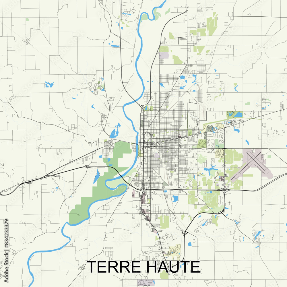 Terre Haute, Indiana, United States map poster art Terre Haute, Indiana, United States map poster art