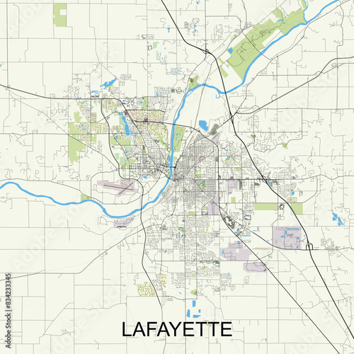 Lafayette  Indiana  United States map poster art