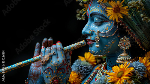 god Krishna in blue and Radha generative ai