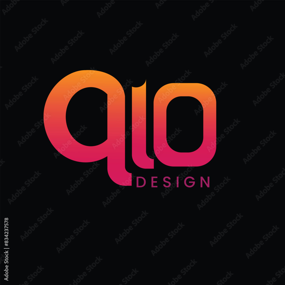 Abstract symbol of the letters R + O with a black gradient background Abstract symbol of the letters R + O with a black gradient background