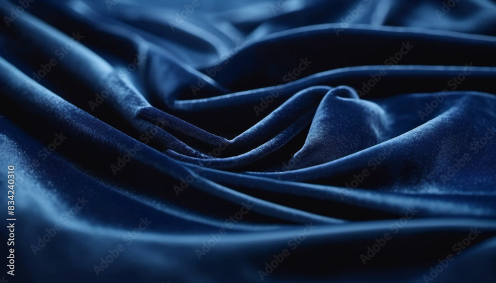 Obraz premium Dark blue draped velour as a background 