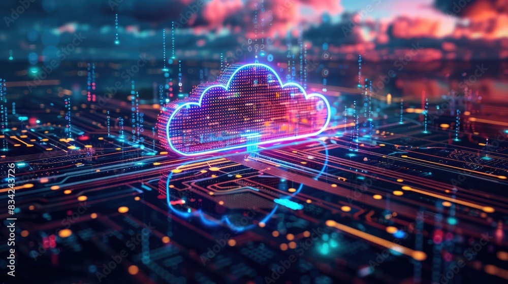 Fototapeta premium Cloud computing technology and internet of Things concept, big data and connection technology.