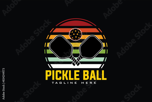 pickleball logo vector graphic for any business especially for sport team, club, community.
