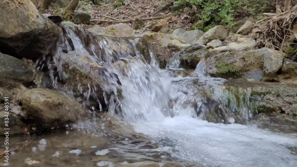 Forest stream flowing over rocks. Forest stream flowing over rocks.
