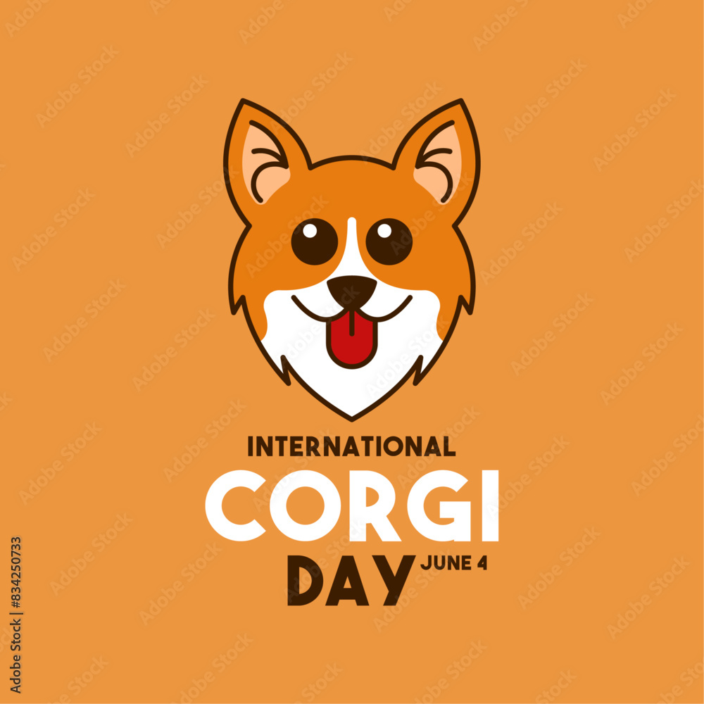 International Corgi Day. June 4. Flat design vector. Cute dog face. International Corgi Day. June 4. Flat design vector. Cute dog face.