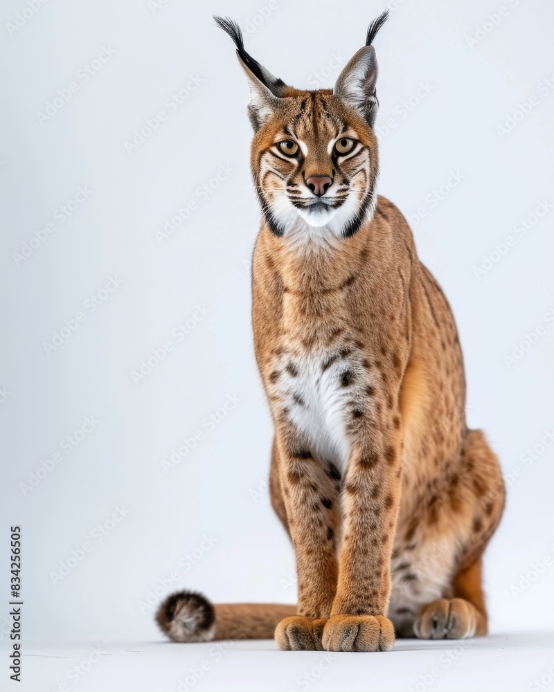 the lynx caracal white copy space on right Isolated on white background