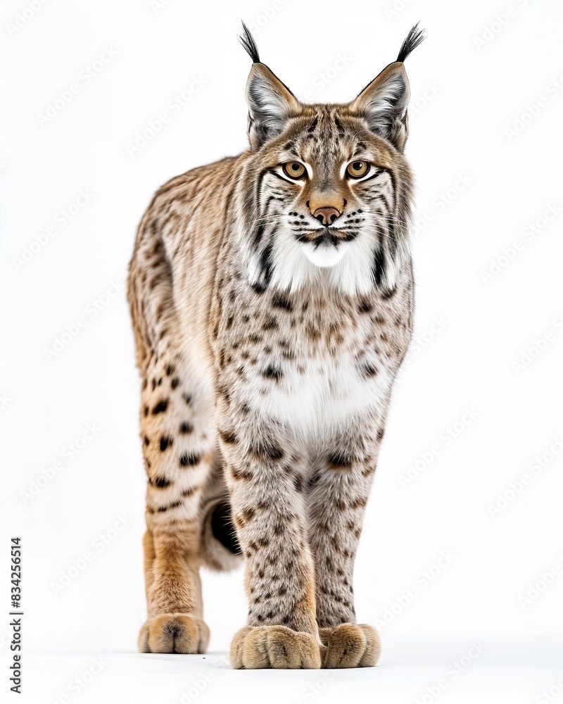 the Lynx iberia white copy space on right Isolated on white background the Lynx iberia white copy space on right Isolated on white background