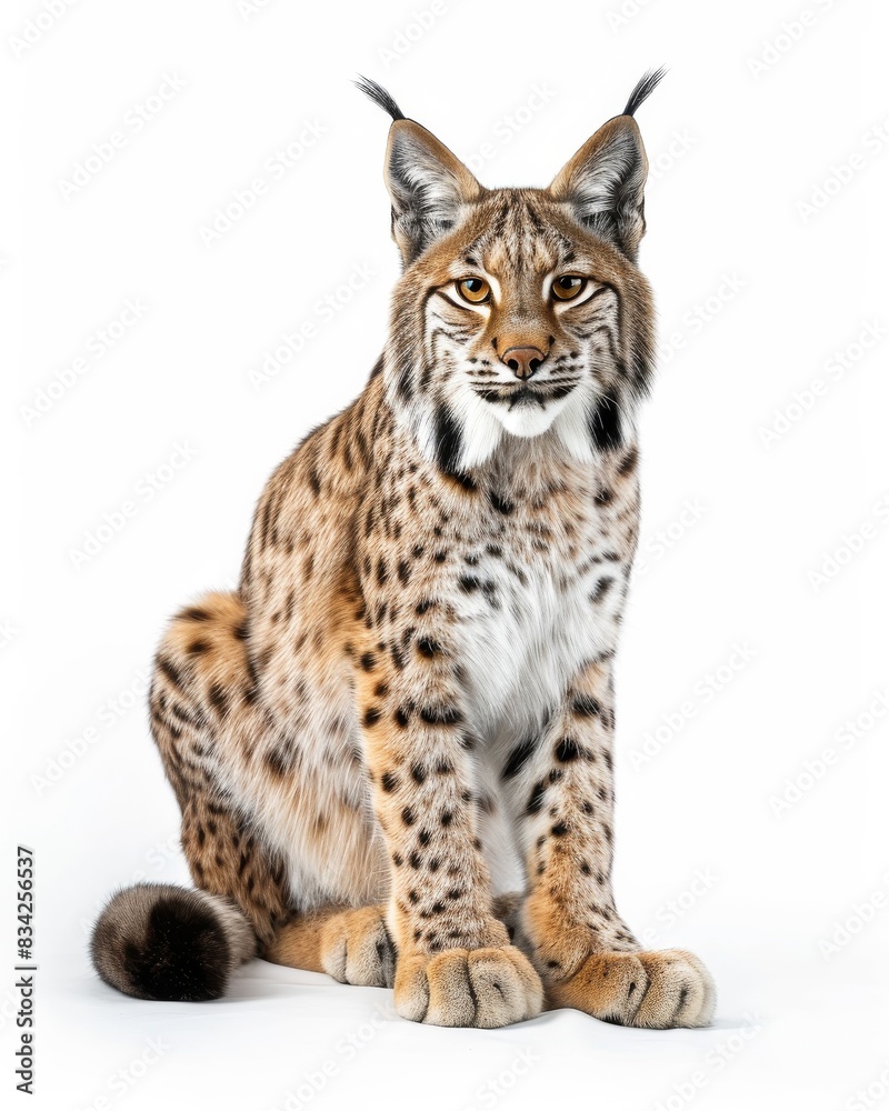 the Lynx iberia white copy space on right Isolated on white background the Lynx iberia white copy space on right Isolated on white background