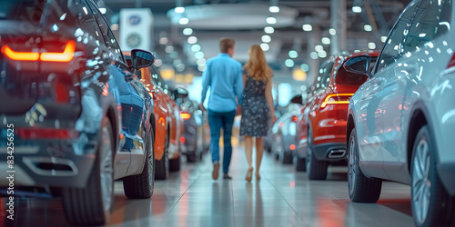 Wallpaper Mural Couple walking in car dealership showroom, couple buying car Torontodigital.ca