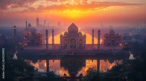 The beautiful Taj Mahal. The most famous building in India. A landmark of India
