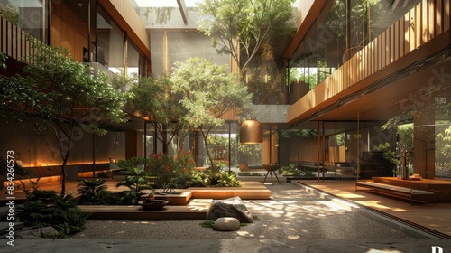 Modern indoor garden with natural sunlight