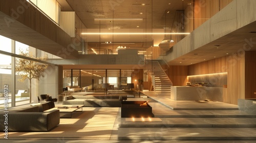 Modern luxury living room with natural light