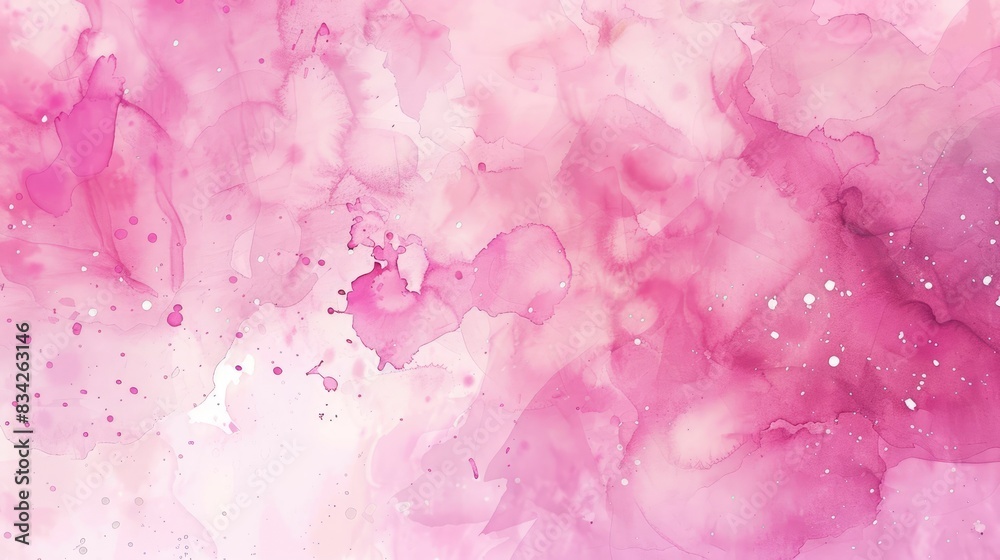 Fototapeta premium Blurred pink watercolor backdrop with abstract spots and splashes ideal for a Valentine s Day card