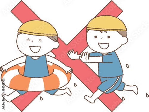 プールで走ることを禁止するイラスト