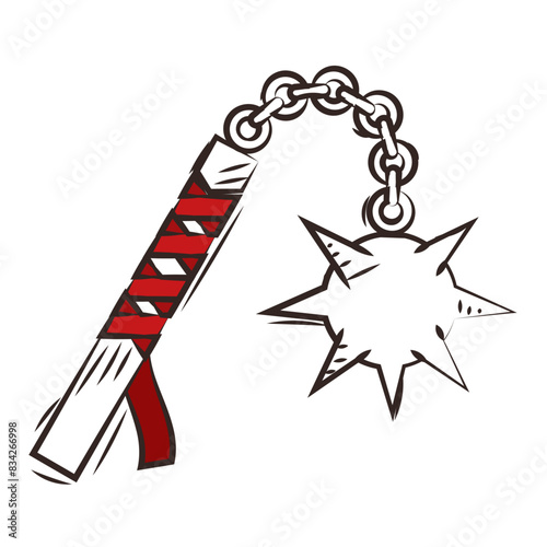 Colored mace medieval weapon icon Vector