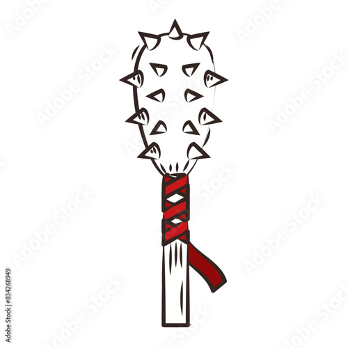 Colored mace medieval weapon icon Vector