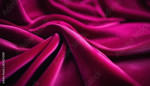 Dark pink draped velour as a background 