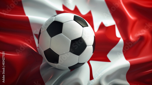 Canadian football ball and flag of Canada