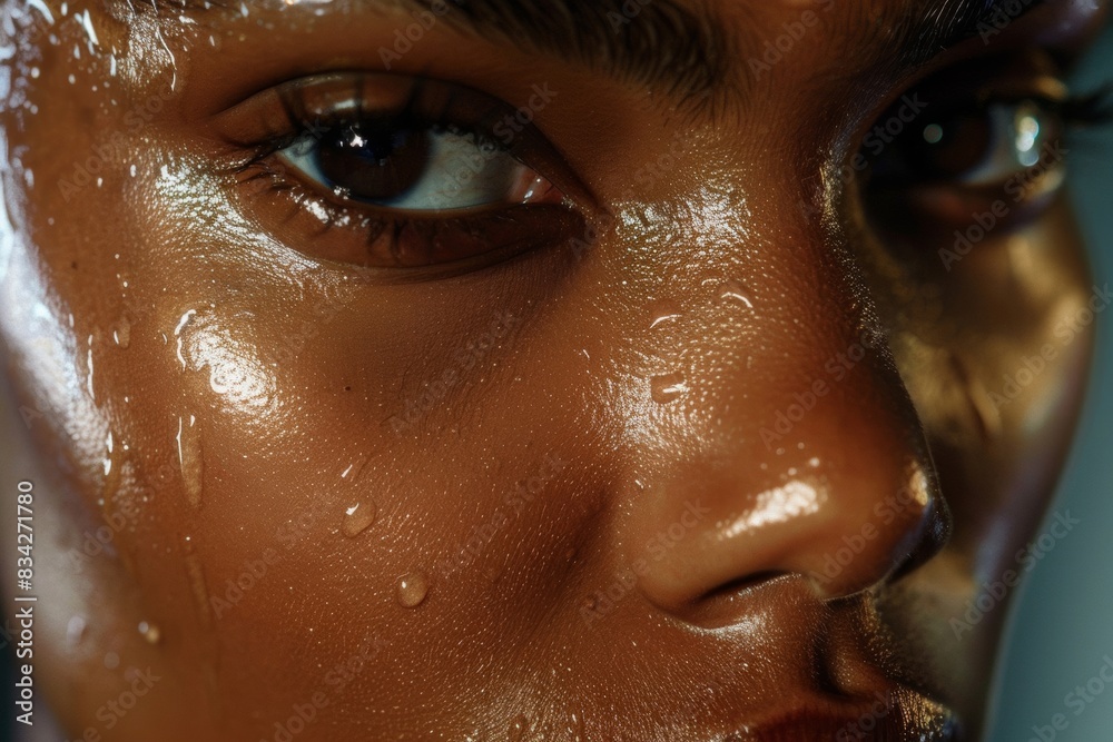 A person's face using glycerin thoroughly. Reveals moisturized and healthy skin. A person's face using glycerin thoroughly. Reveals moisturized and healthy skin.
