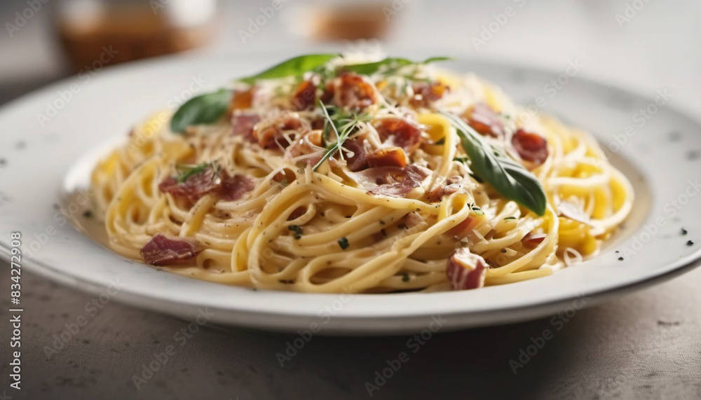 Spaghetti carbonara with gianciale and fresh parsley, ai Spaghetti carbonara with gianciale and fresh parsley, ai
