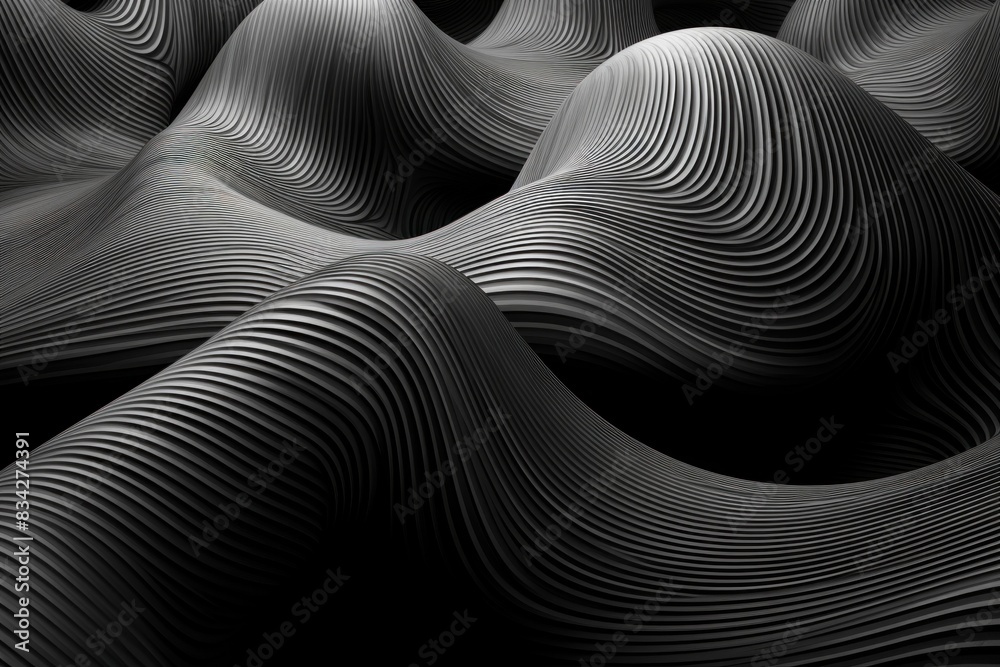 Abstract Black Waves in Monochrome Abstract Black Waves in Monochrome