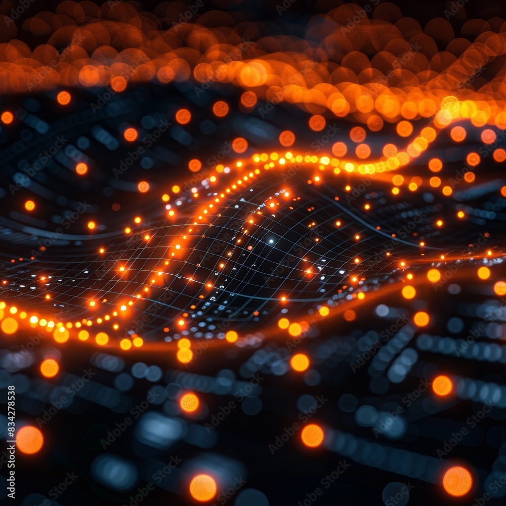 Obraz premium An abstract technology background with data flow and connection concepts. 