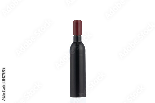Modern black corkscrew and bottle opener with a sleek design, isolated on a white background.
Elegant wine bottle-shaped corkscrew and opener combination.