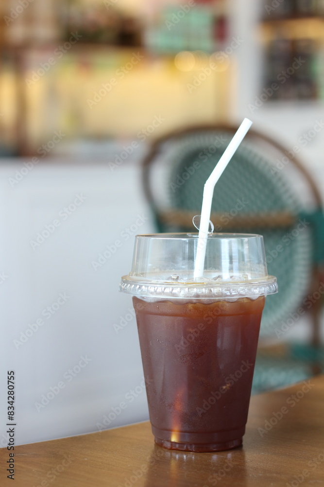 Cold Americano on a coffee shop table Cold Americano on a coffee shop table