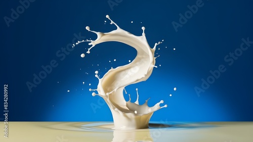 Milk Splash on Blue Background